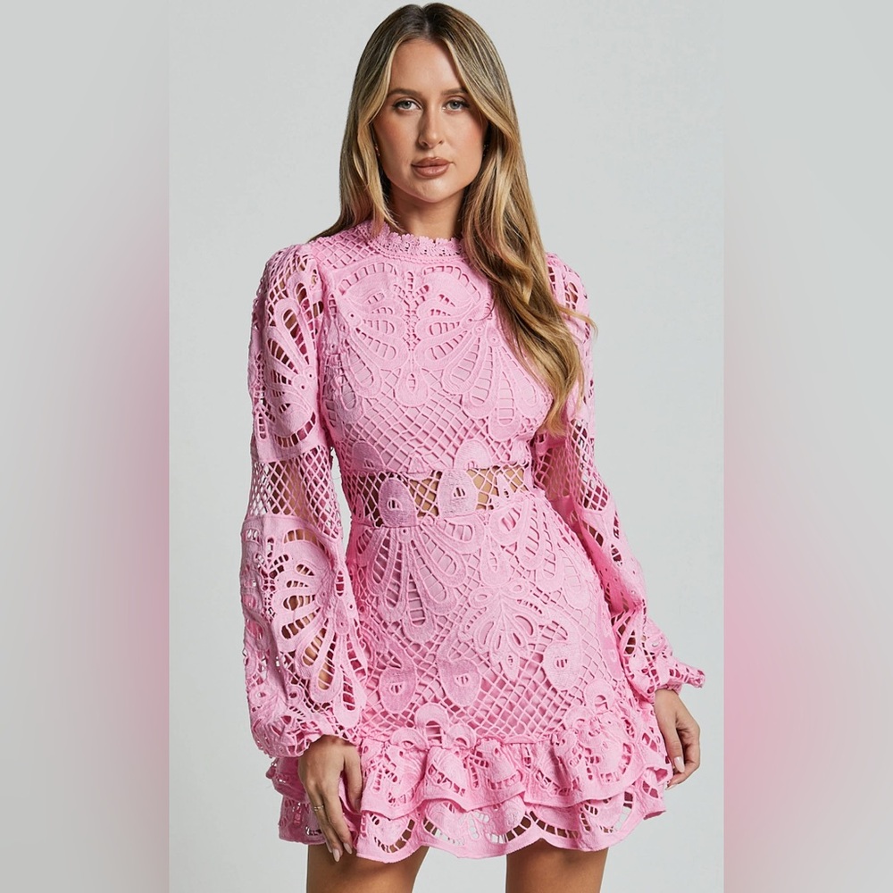 Showpo Pink Lace Mini Dress - Picture 2 of 2
